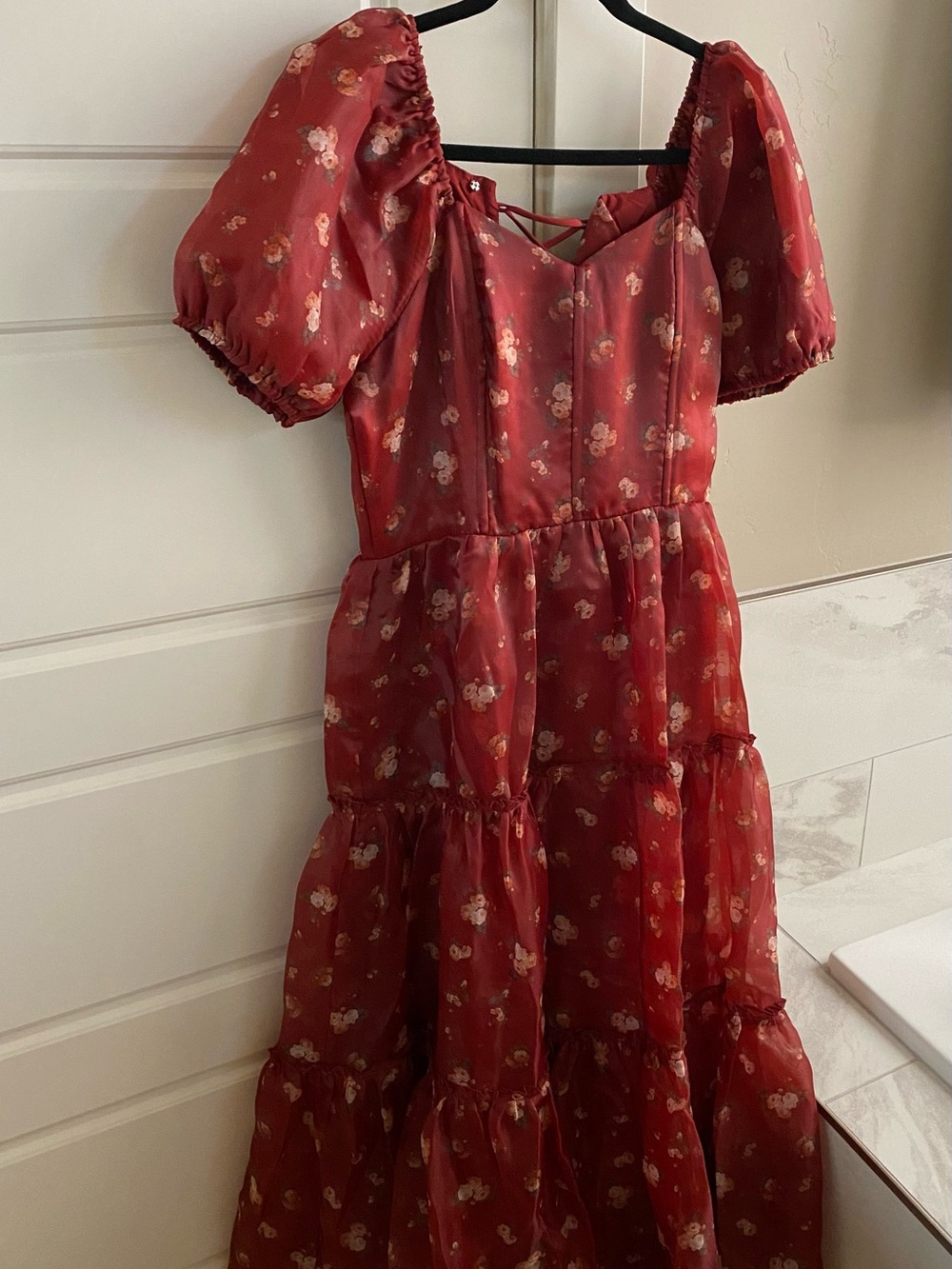 Ivy City Co Rust Red Floral Dress